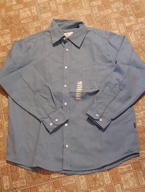 Classic Light Blue Men's Button-Down Shirt - Long Sleeve Safety Apperal Protera